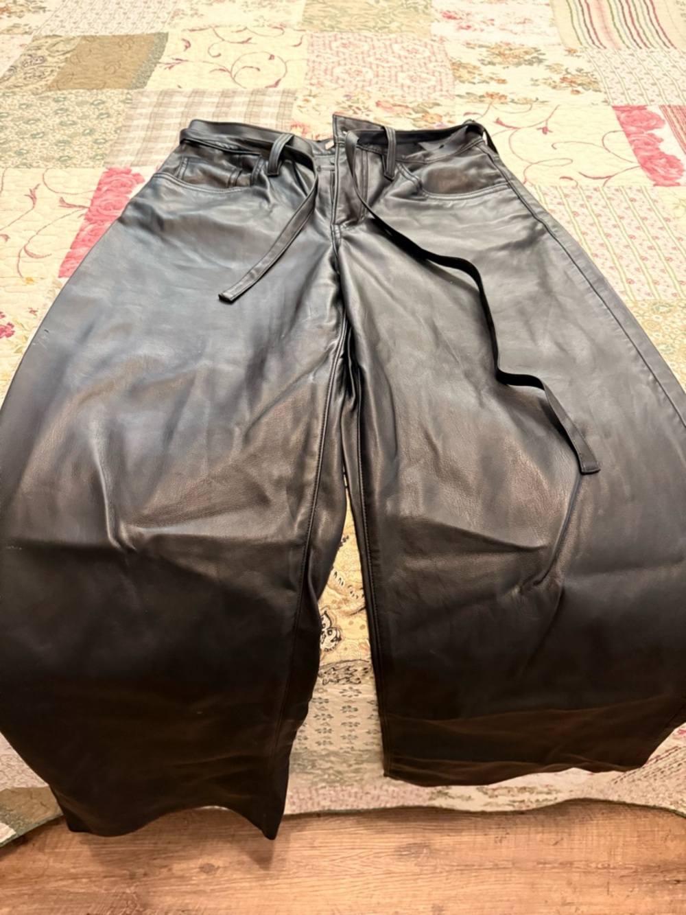 Levi's Black Leather Wide-Leg Pants